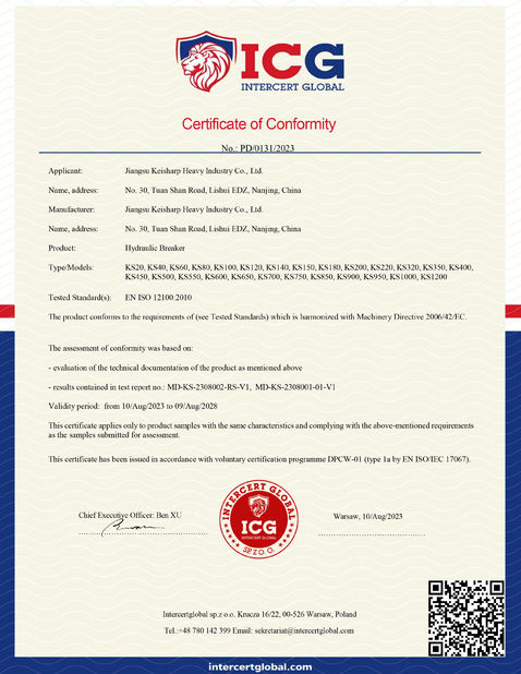 Chiny Jiangsu Keisharp Heavy Industry Co., Ltd. Certyfikaty
